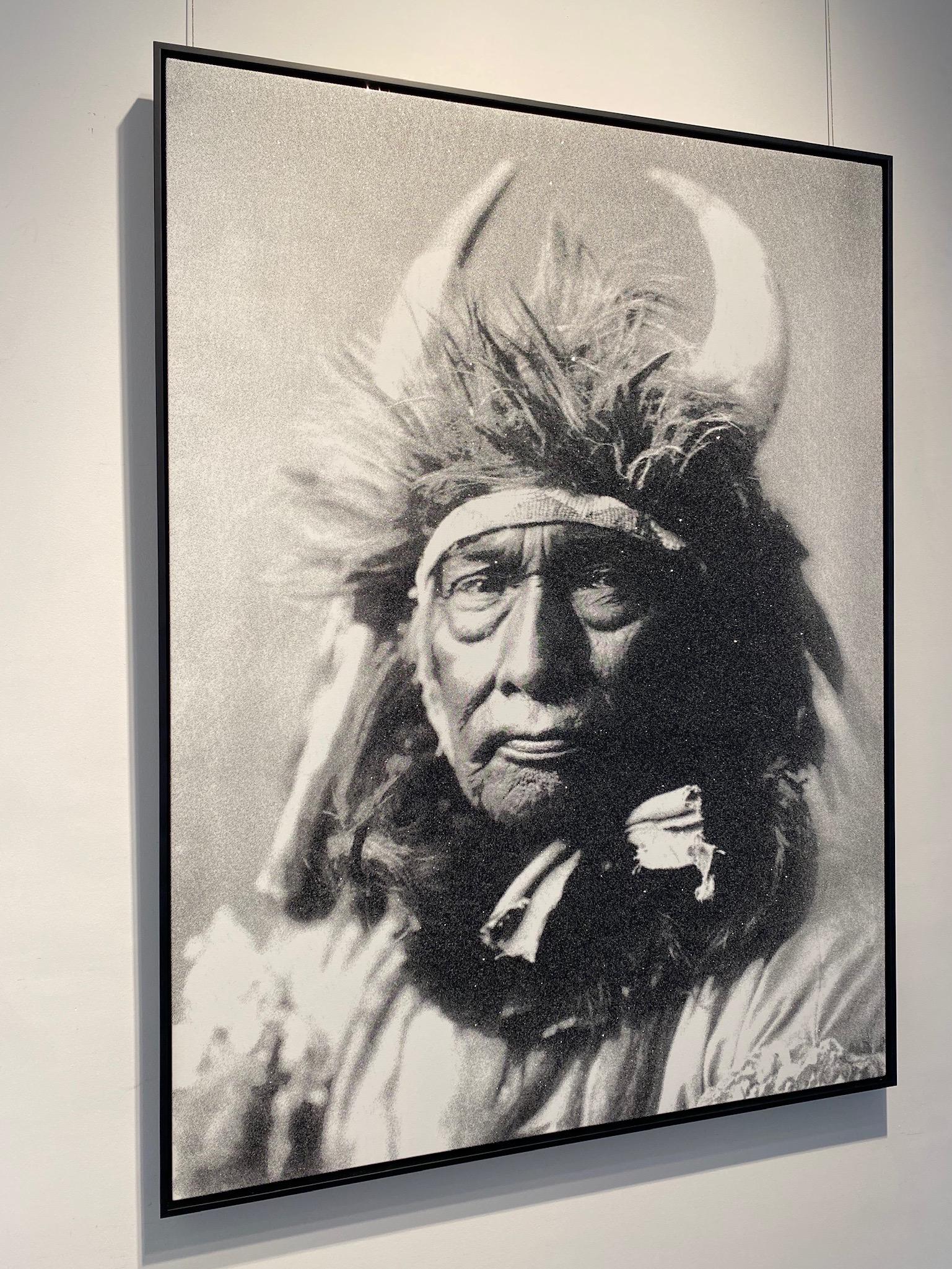 Bull Chief Apsaroke, Black & White - Contemporary Photograph by Russell Young