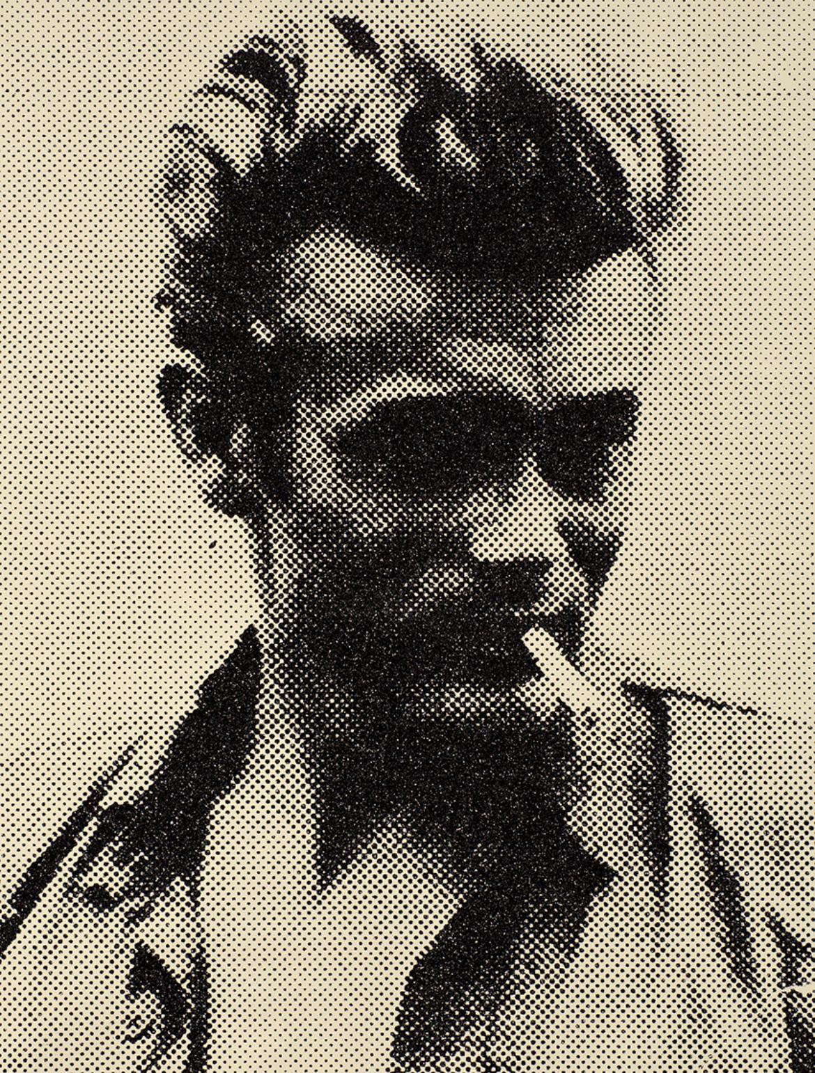 Russell Young Black and White Photograph - JAMES DEAN - B&W - Enamel Screen print and Diamond Dust on Linen - Framed