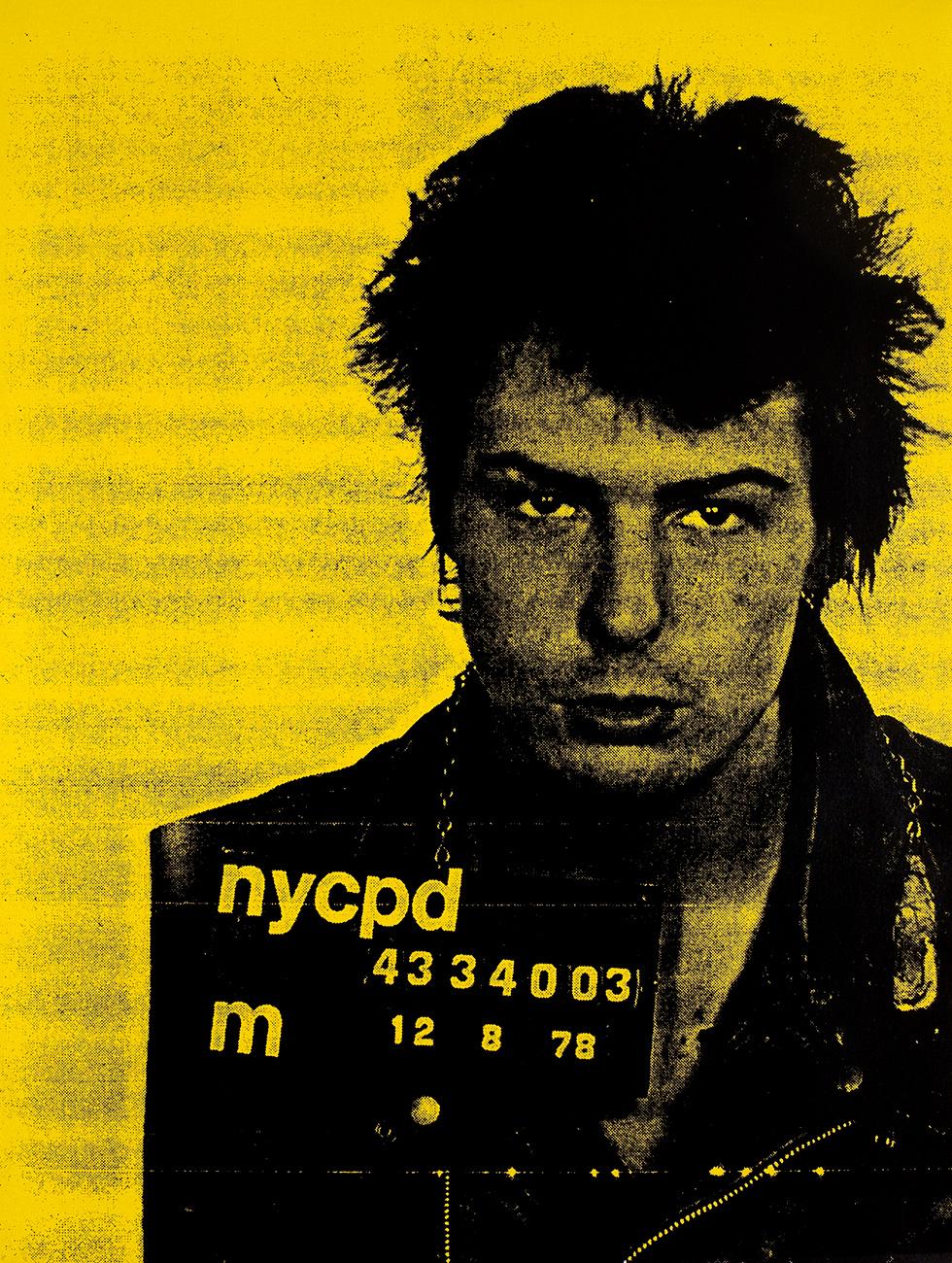 Sid Vicious- Mustard & Black, 2007 - Mixed Media Art by Russell Young