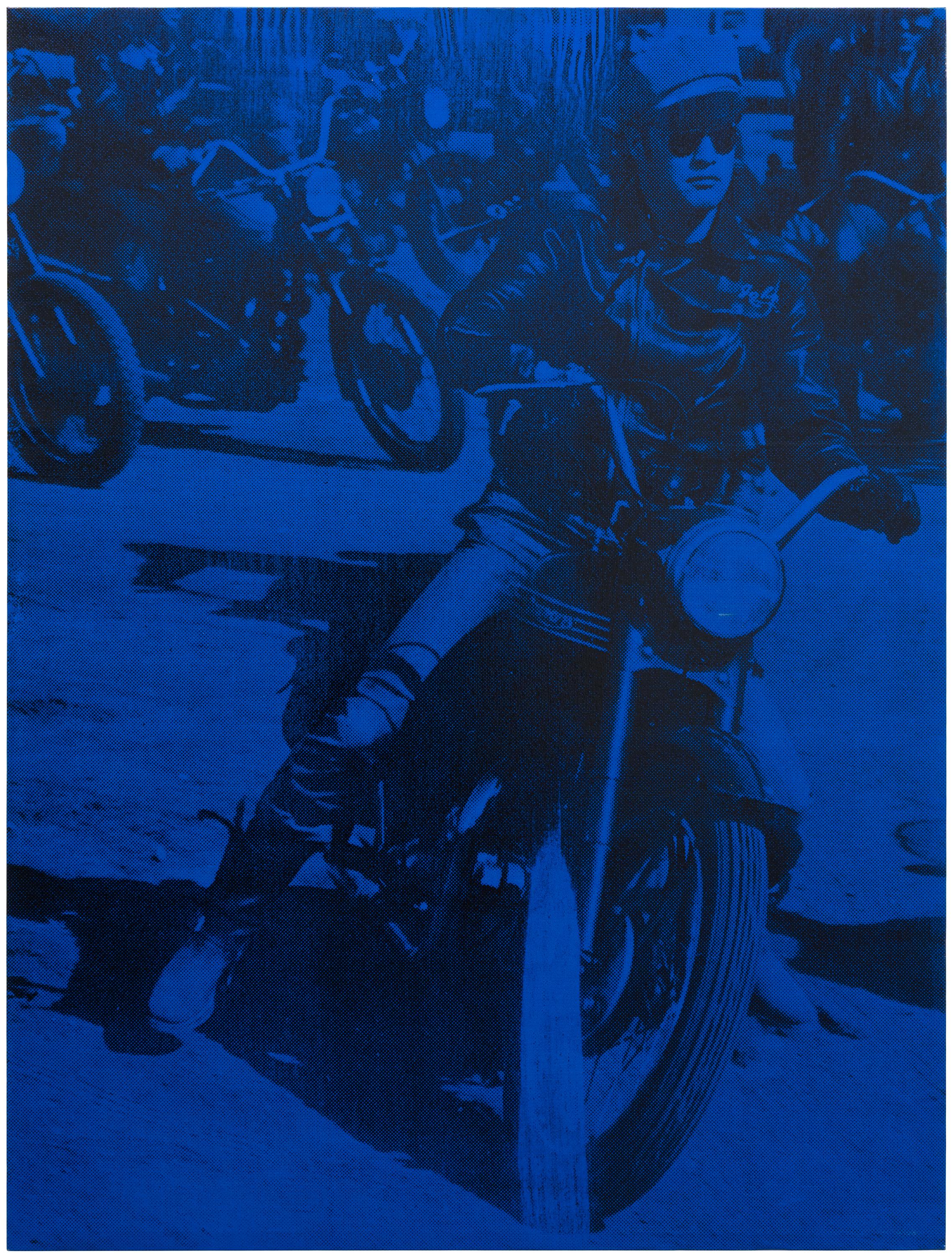 Brando Bike - Portrait de Marlon Brando en moto, sérigraphie sur lin