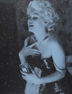 "Marilyn Chanel Diamond (Marmont Blue)" hand-pulled screen print on linen