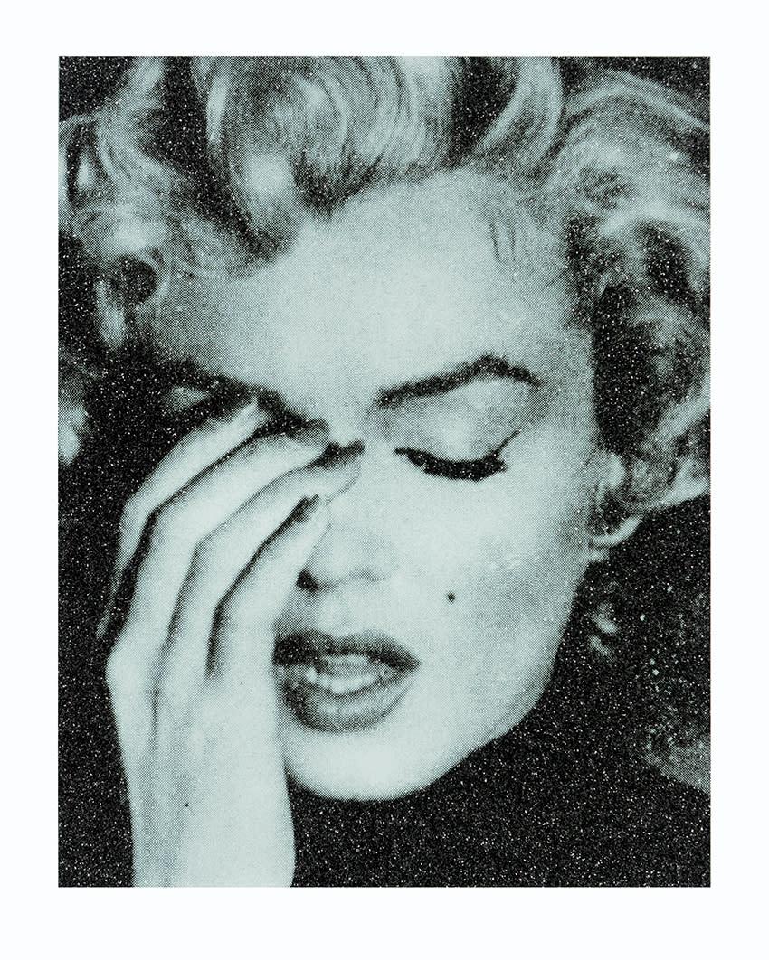 Marilyn Crying, Cloud Blue & Black - Print by Russell Young