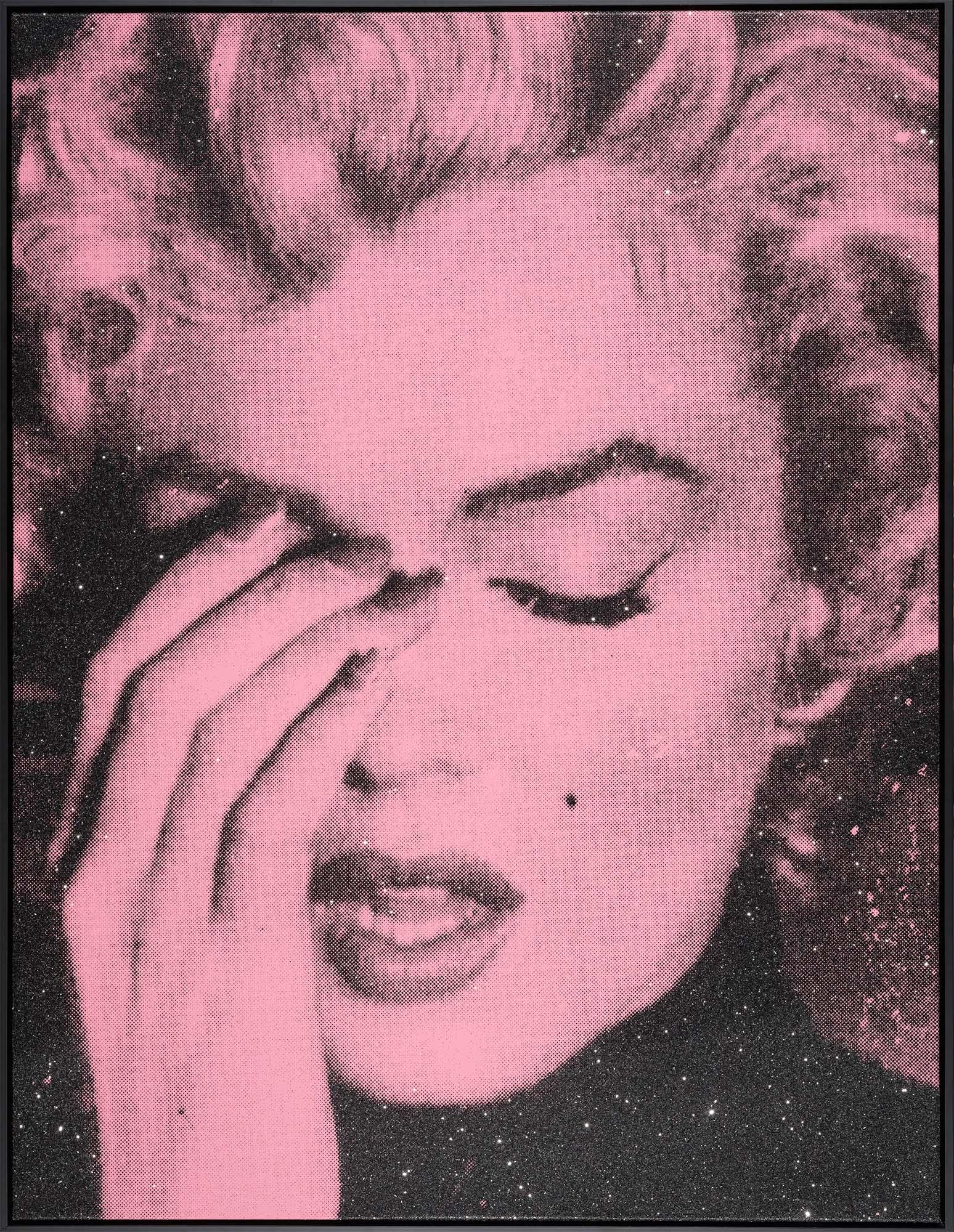 "Marilyn Crying Diamond (Hollywood Pink)" serigrafia tirata a mano su lino