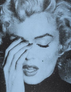 "Marilyn Crying Diamond (Sunset Blue)" hand-pulled screen print on linen