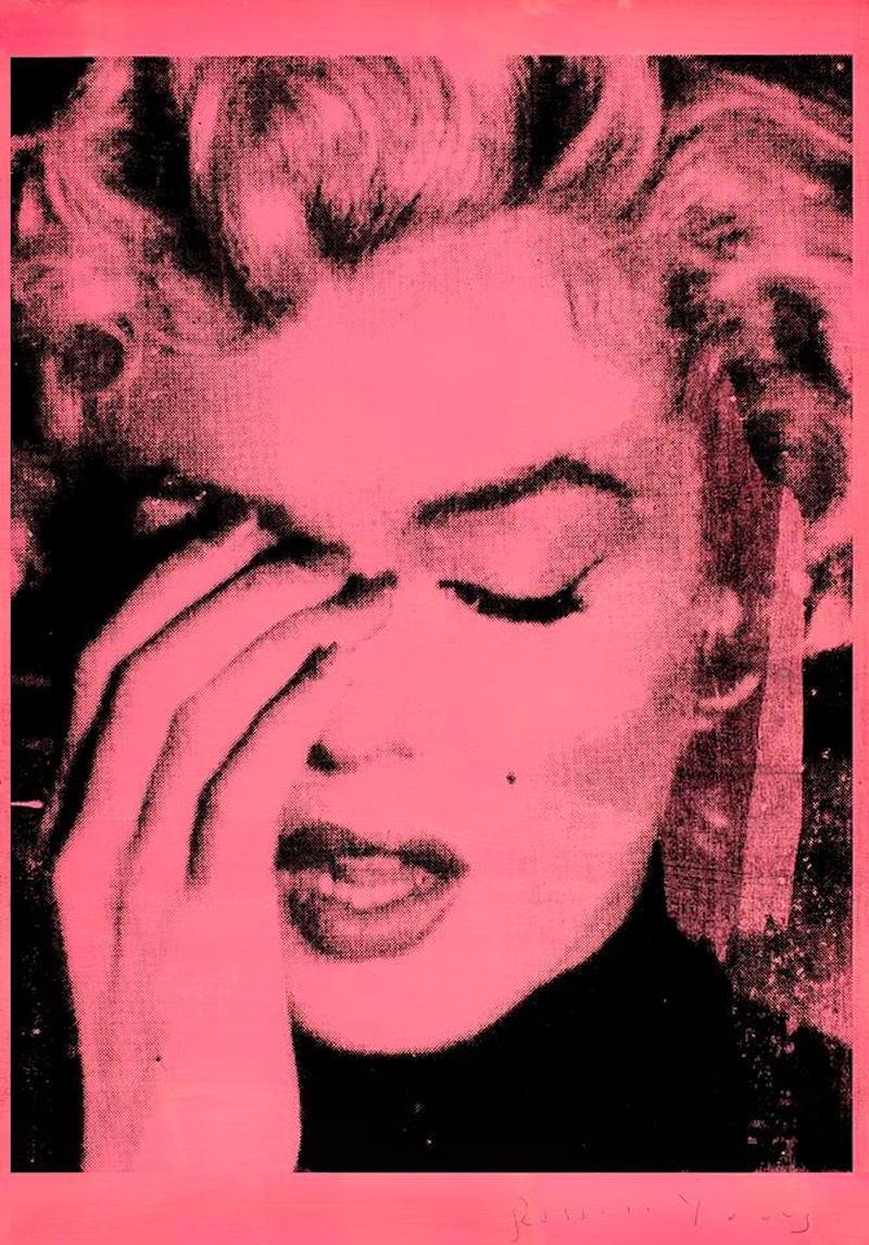 Russell Young Portrait Print - Marilyn Crying (Sunset Pink)