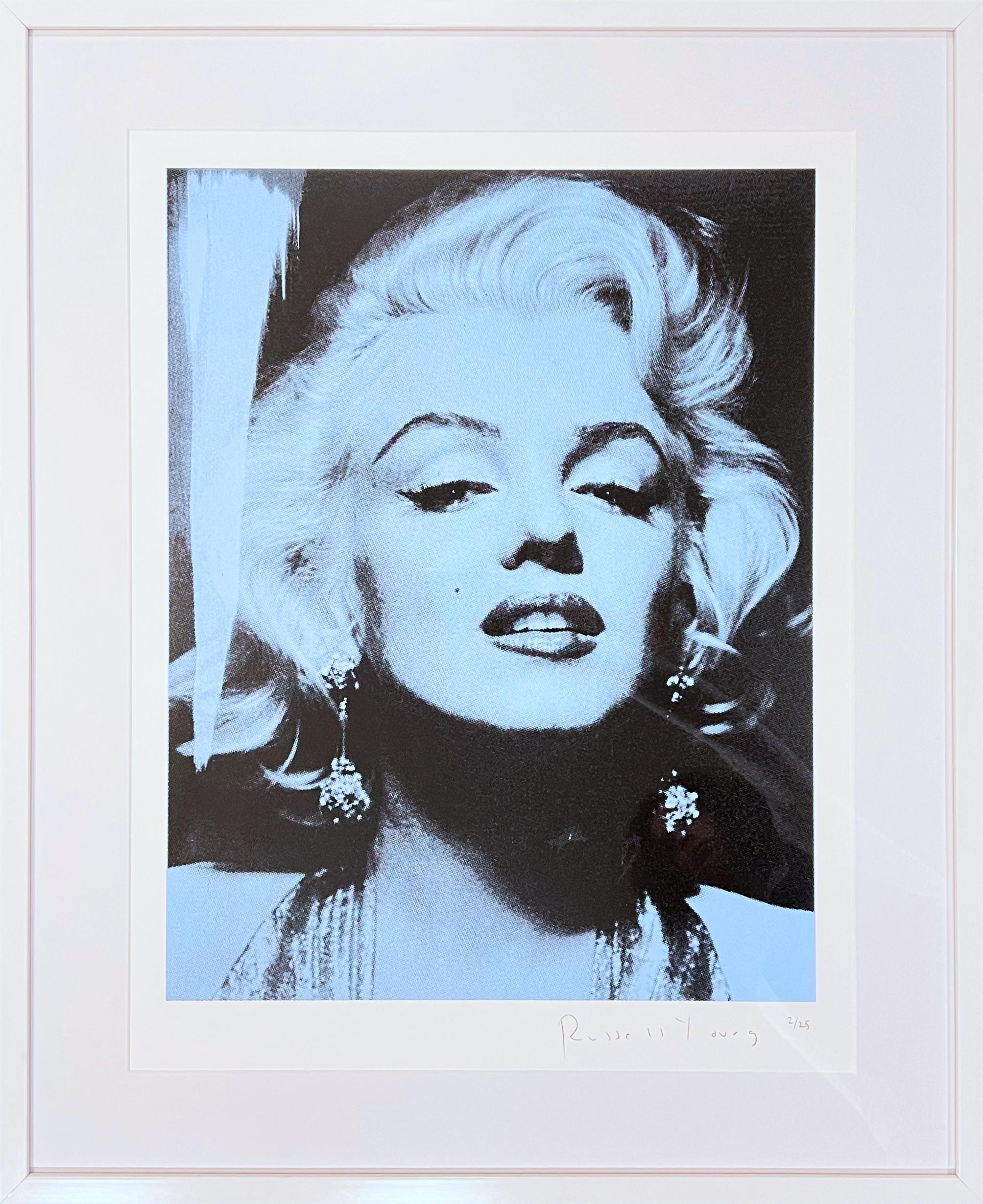 Marilyn Portrait (Blue) - Print by Russell Young