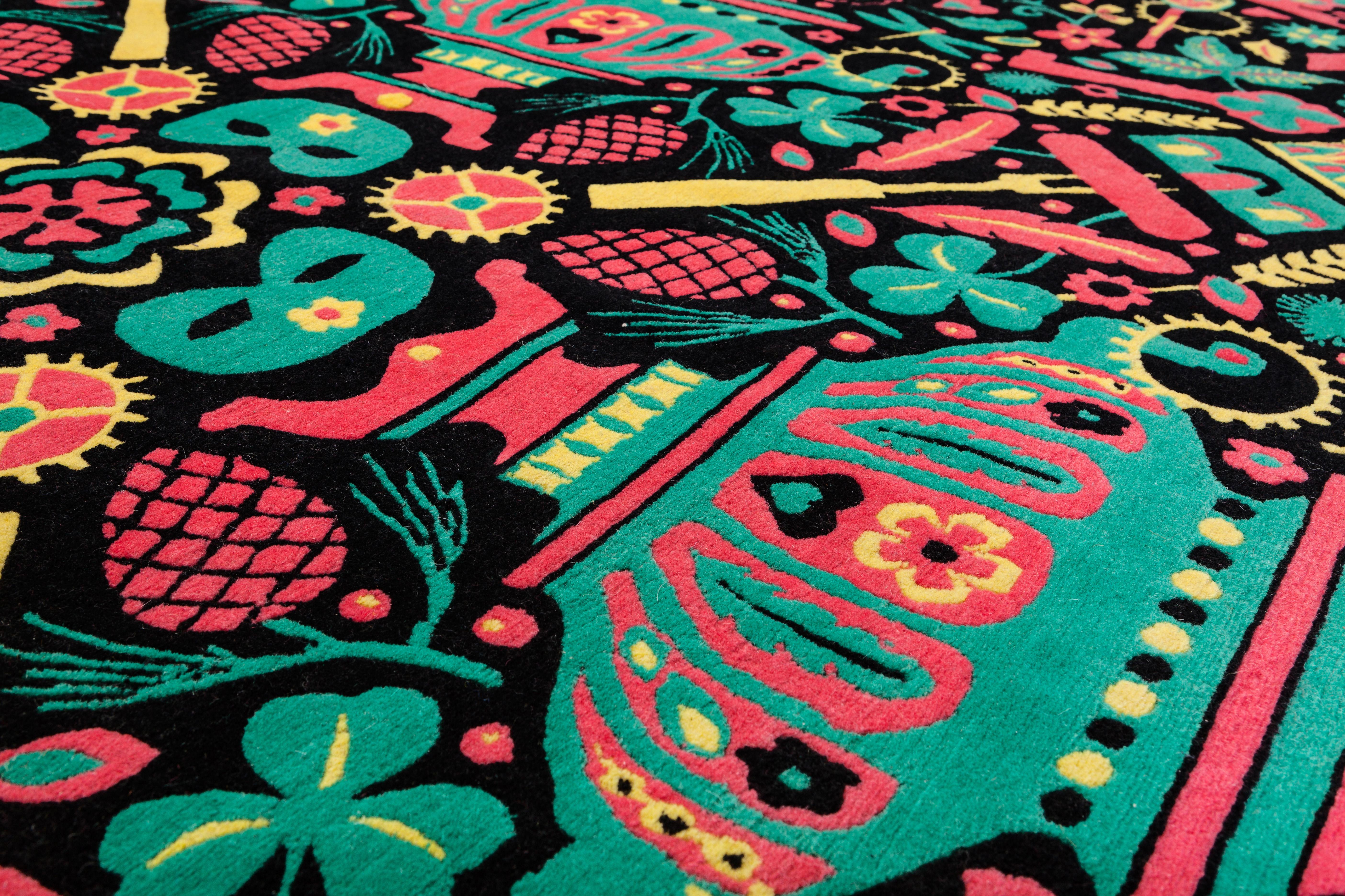 Tapis de Russie:: édition limitée nouée à la main en laine:: 200 Kpi:: travail de studio Neuf - En vente à Milan, Lombardy