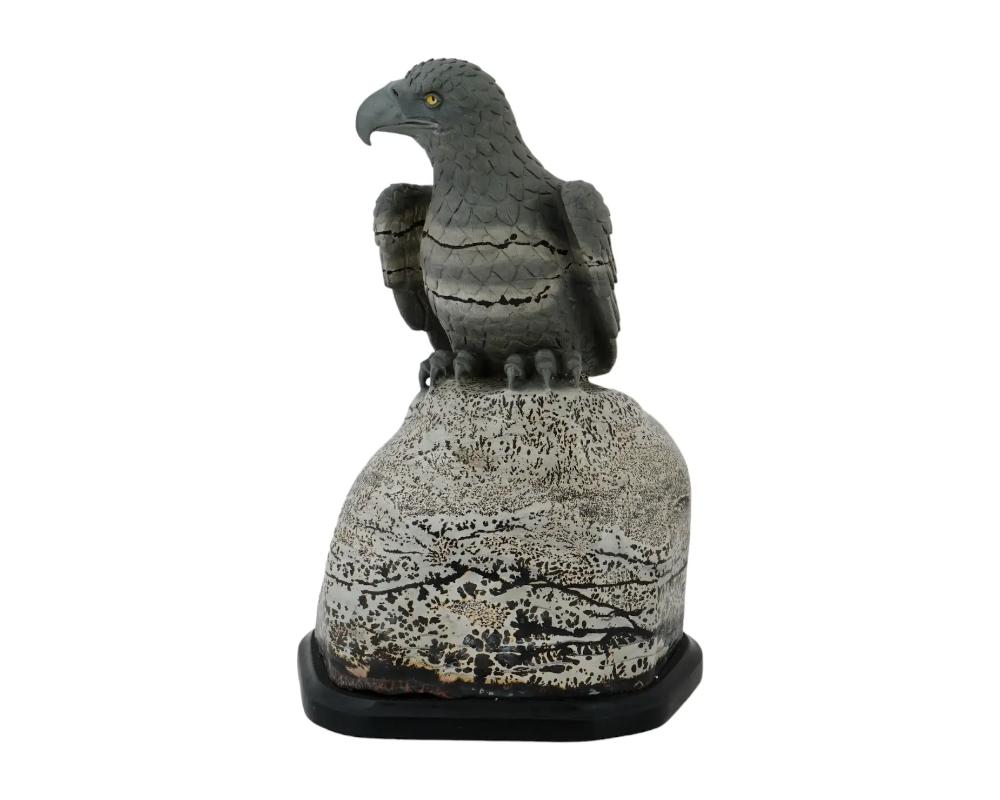 Hand-Carved Russian Hand Carved Jasper Stone Eagle Sculpture For Sale