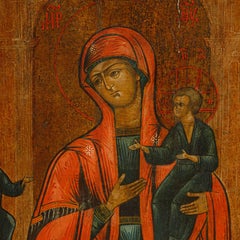 Russia, 19th century  Icon Madonna and Child and patron