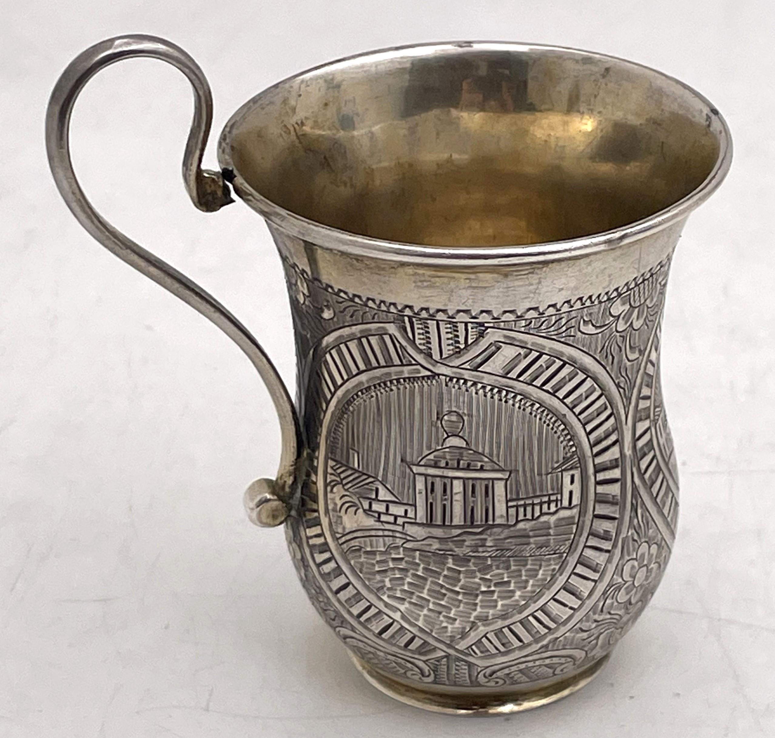 Gilt Russian 0.84 Silver 1851 Vodka Mug For Sale