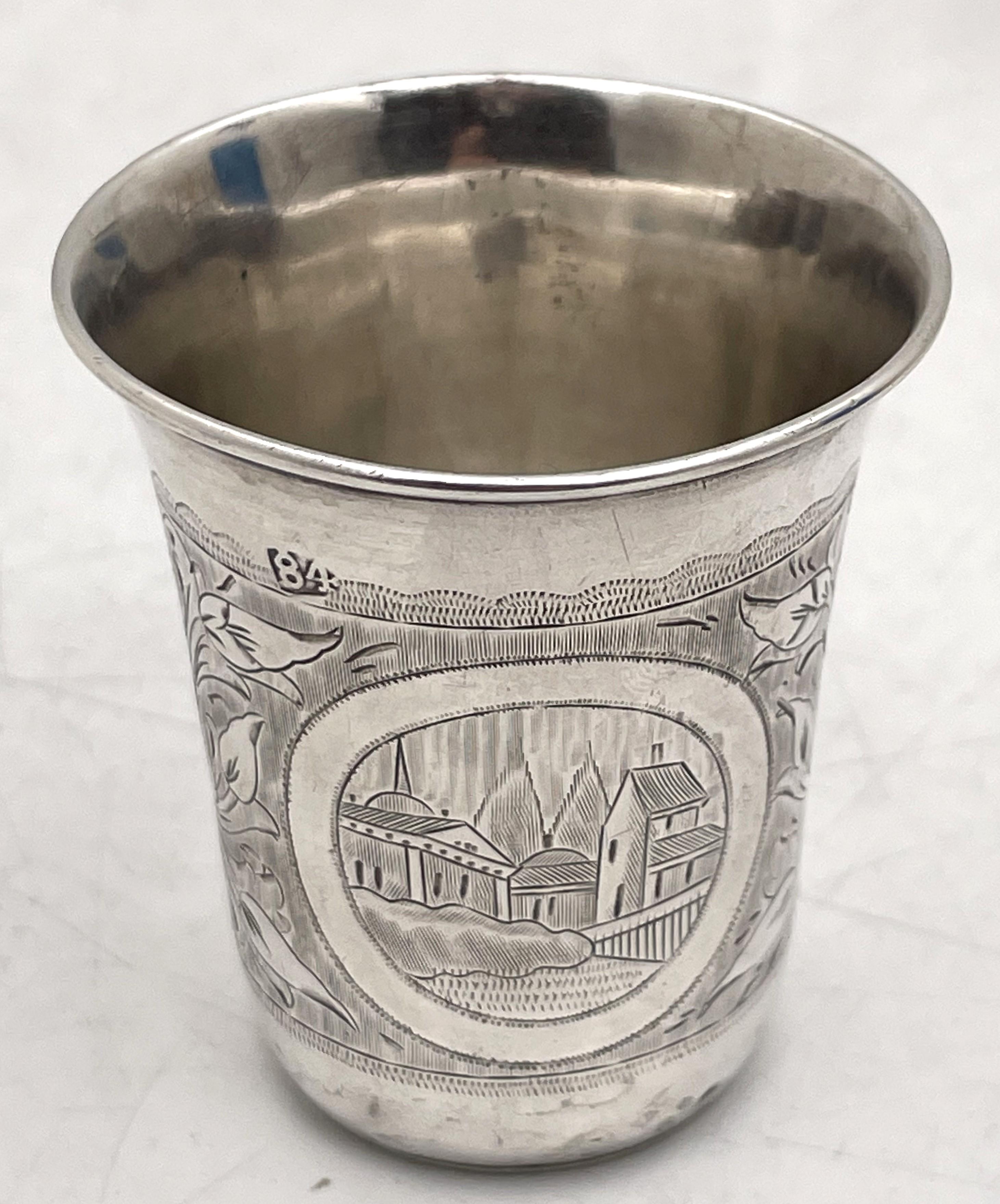 Russian 0.84 Silver 19th Century Kiddush Cup For Sale 1