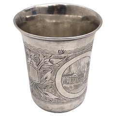 Taza de Kiddush rusa del siglo XIX de plata 0,84
