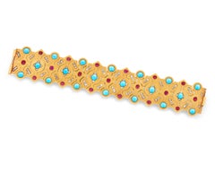 Russian 18K Gold, Diamond and Turquoise Bracelet