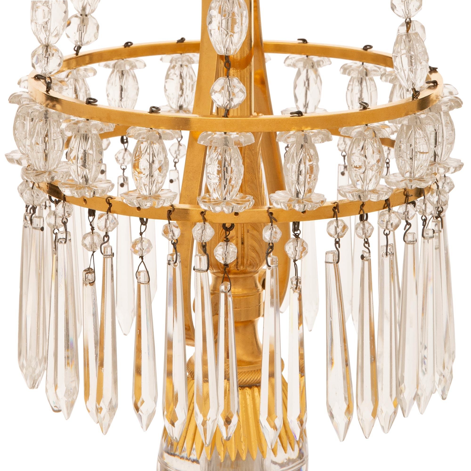 Russian 19th c. Neo-Classical St. Crystal, Ormolu, Bronze & Glass Chandelier In Good Condition For Sale In West Palm Beach, FL