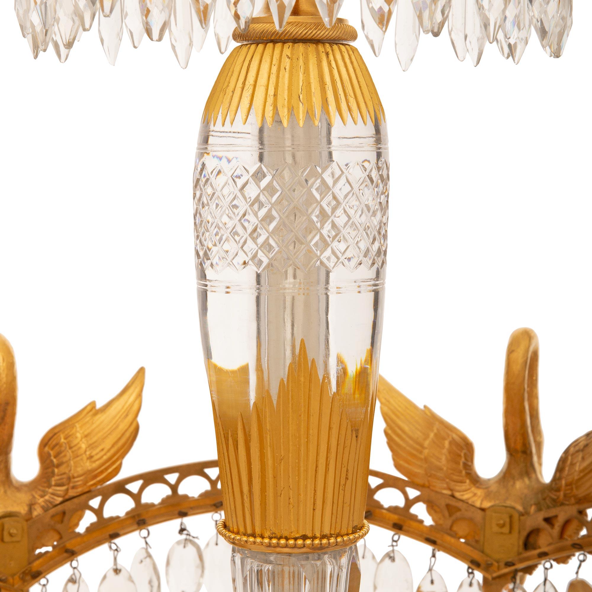 Russian 19th c. Neo-Classical St. Crystal, Ormolu, Bronze & Glass Chandelier For Sale 1