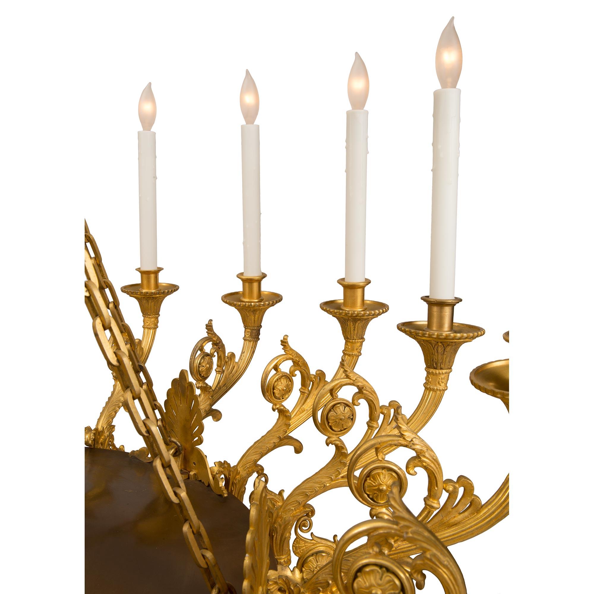 Russian 19th Century Empire St. Patinated Bronze and Ormolu Chandelier For Sale 7
