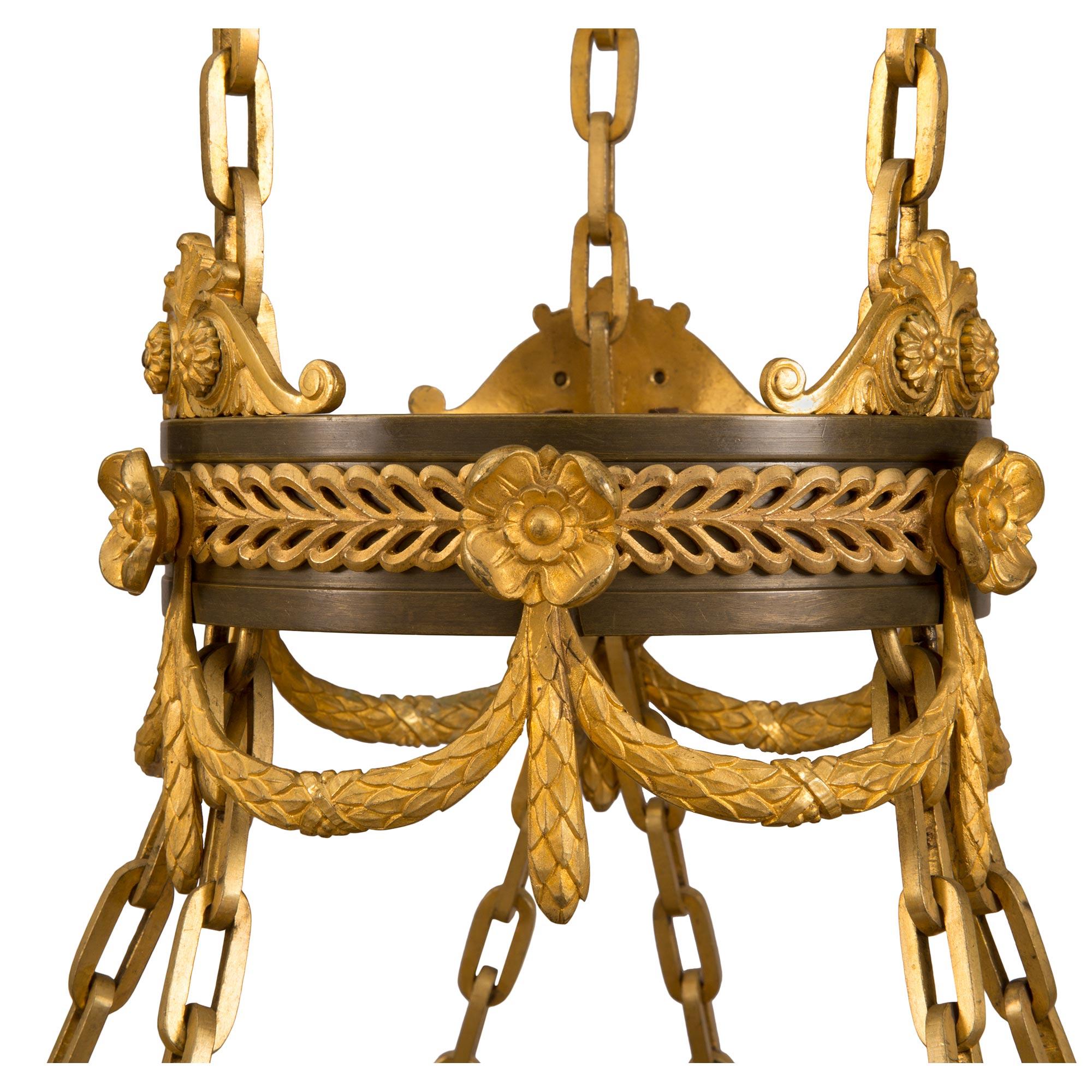 Russian 19th Century Empire St. Patinated Bronze and Ormolu Chandelier For Sale 2