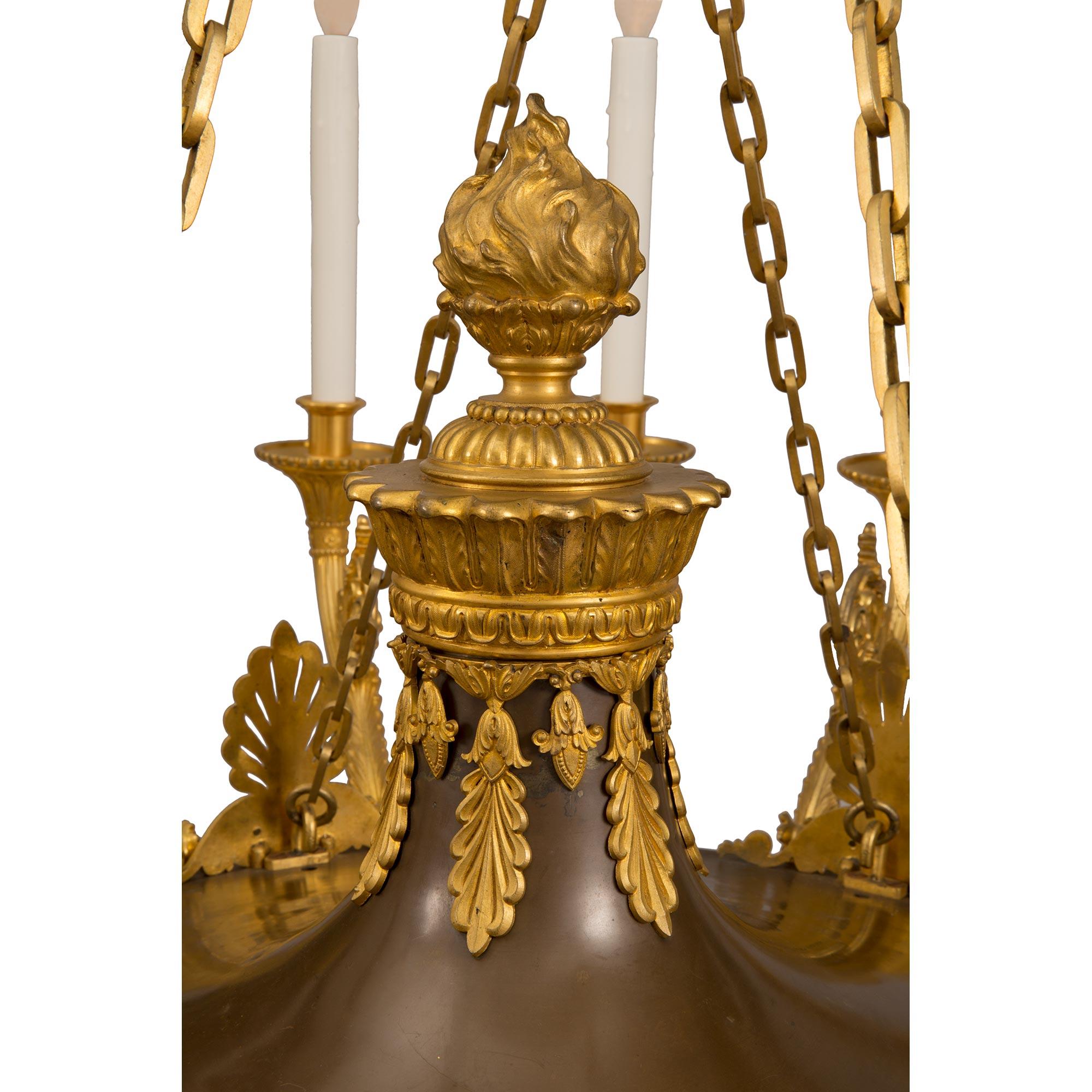 Russian 19th Century Empire St. Patinated Bronze and Ormolu Chandelier For Sale 3