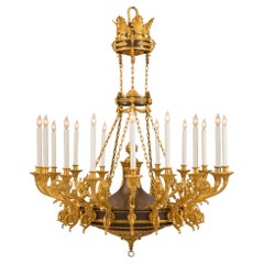 Lustre russe de style Empire du XIXe siècle en bronze patiné et bronze doré