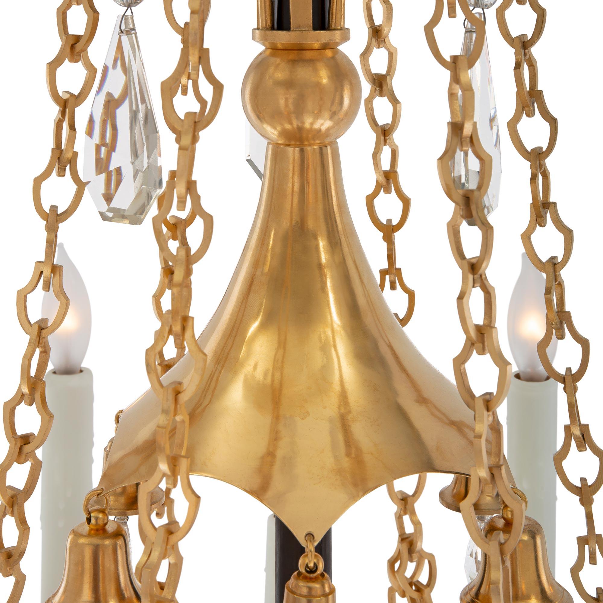 Russian 19th Century Empire St. Patinated Bronze, Crystal, and Ormolu Chandelier For Sale 2