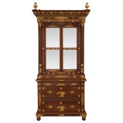 Russian 19th Century Empire Style Mahogany and Ormolu Deux-Corps Cabinet