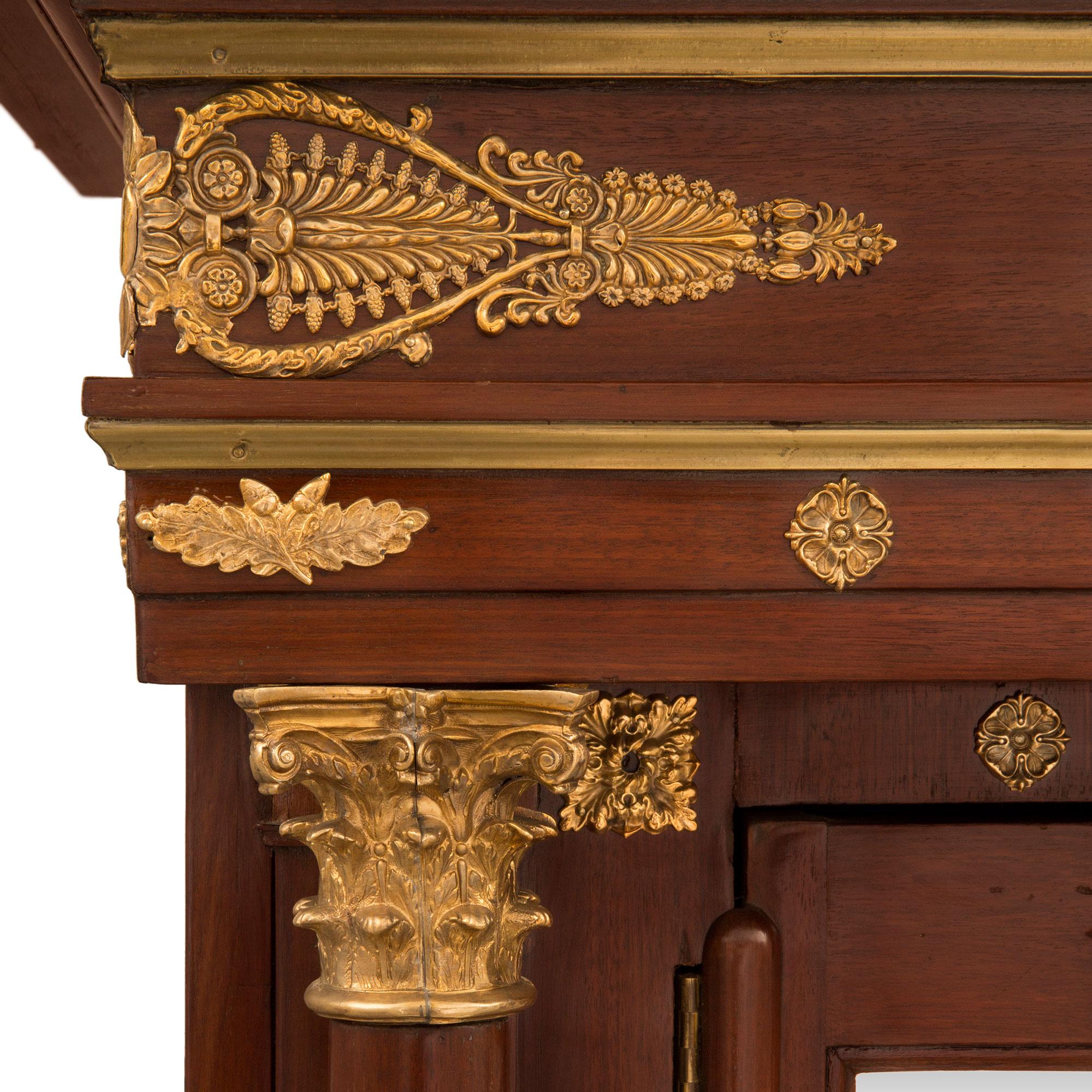 Russian 19th Century Empire Style Mahogany and Ormolu Deux-Corps Cabinet For Sale 5