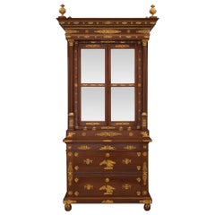Russian 19th Century Empire Style Mahogany and Ormolu Deux-Corps Cabinet