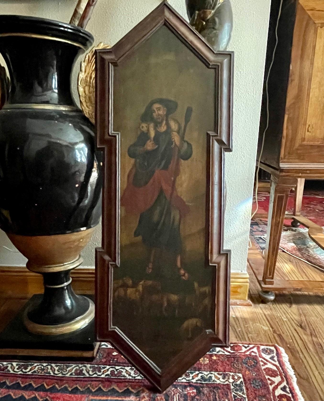Russisches ikonisches Gemälde des 19. Jahrhunderts auf Holz, Der gute Hirte im Angebot 5