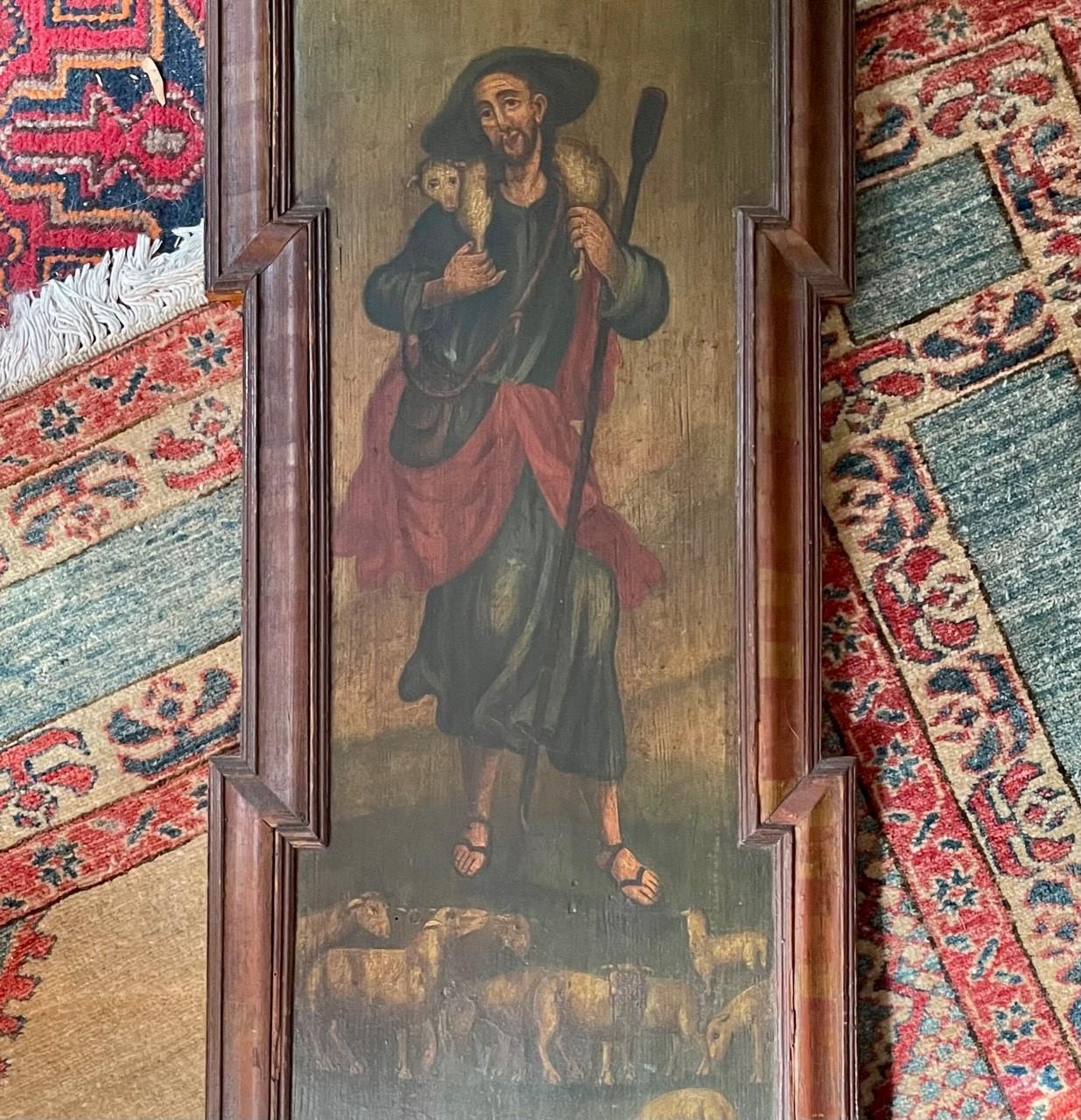 Russian 19th Century Icon Painting on Wood, the Good Shepherd For Sale 6