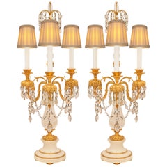 Russische neoklassizistische russische Marmor-, Kristall- und Goldbronze-Lampen des 19. Jahrhunderts