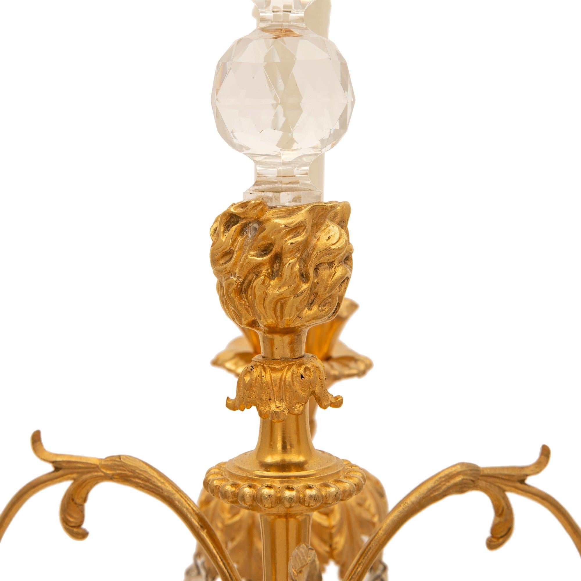 Russian 19th Century Neo-Classical St. Marble, Crystal, and Ormolu Lamps For Sale 1