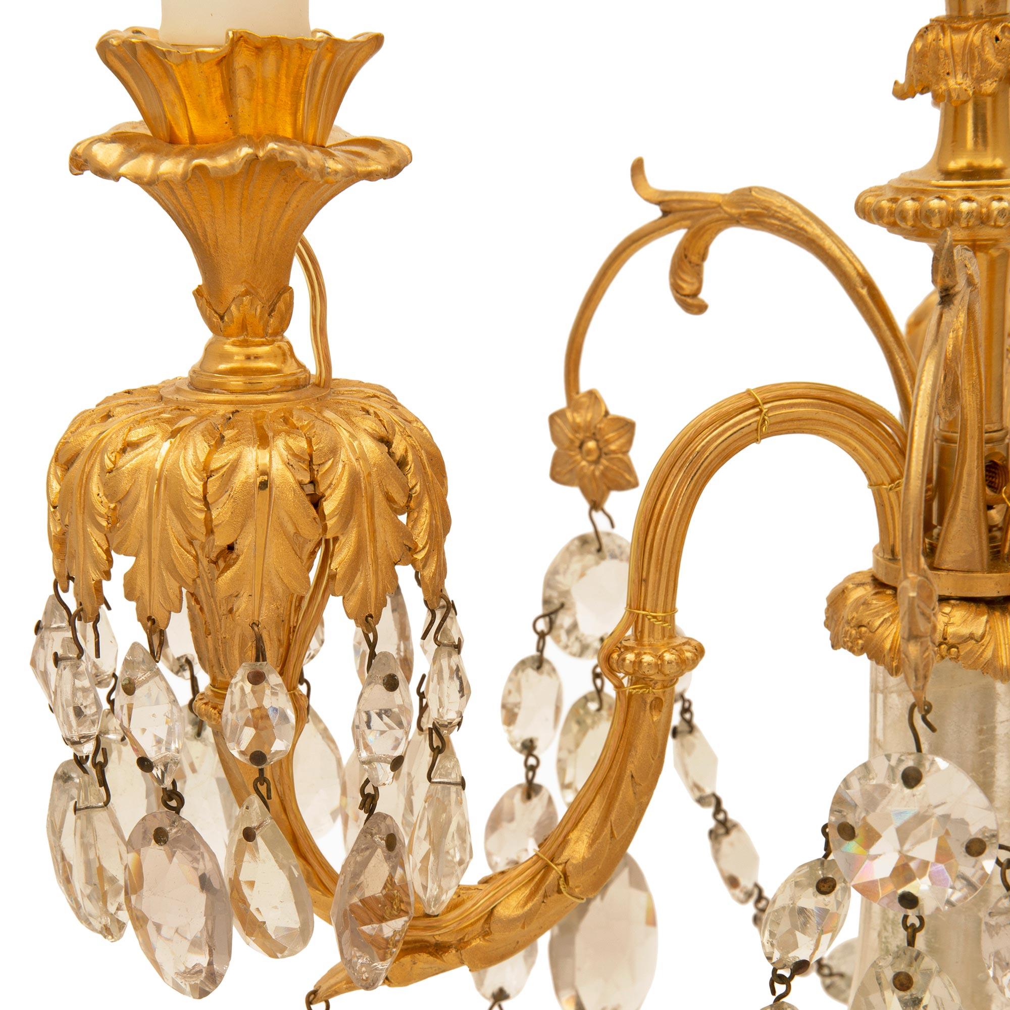 Russian 19th Century Neo-Classical St. Marble, Crystal, and Ormolu Lamps For Sale 3