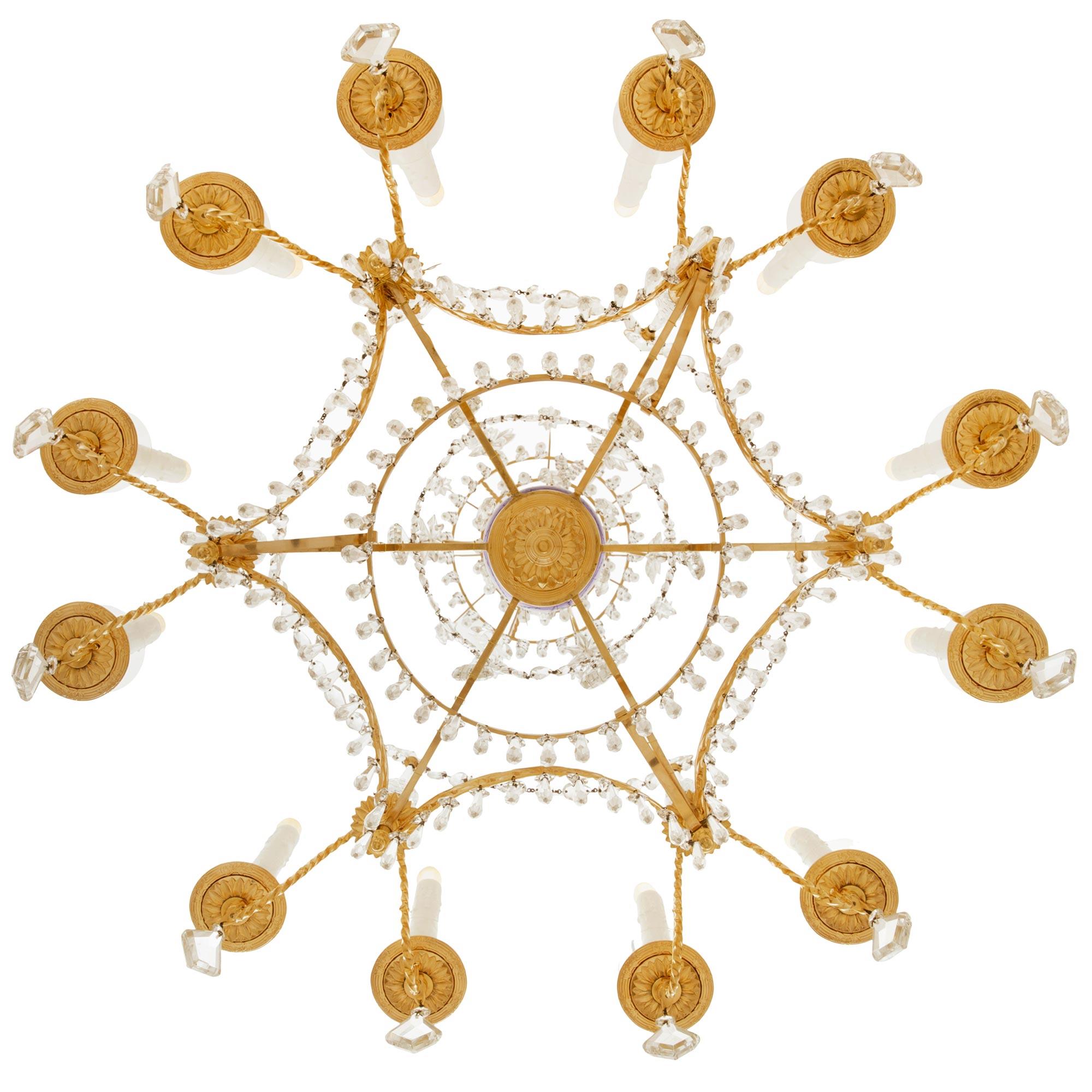 Russian 19th century Neo-Classical st. Ormolu, Glass and Crystal chandelier For Sale 5