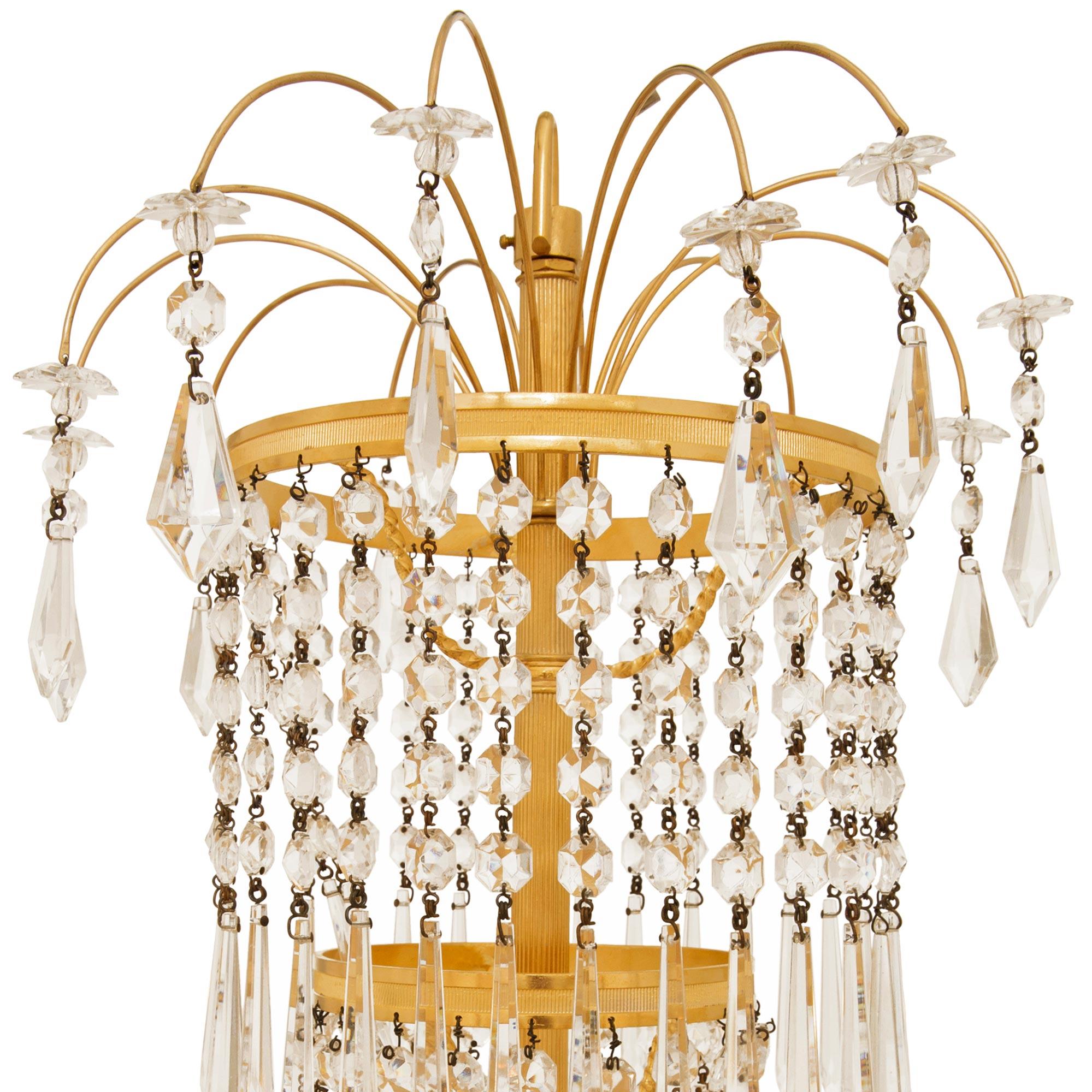 Russian 19th century Neo-Classical st. Ormolu, Glass and Crystal chandelier In Good Condition For Sale In West Palm Beach, FL