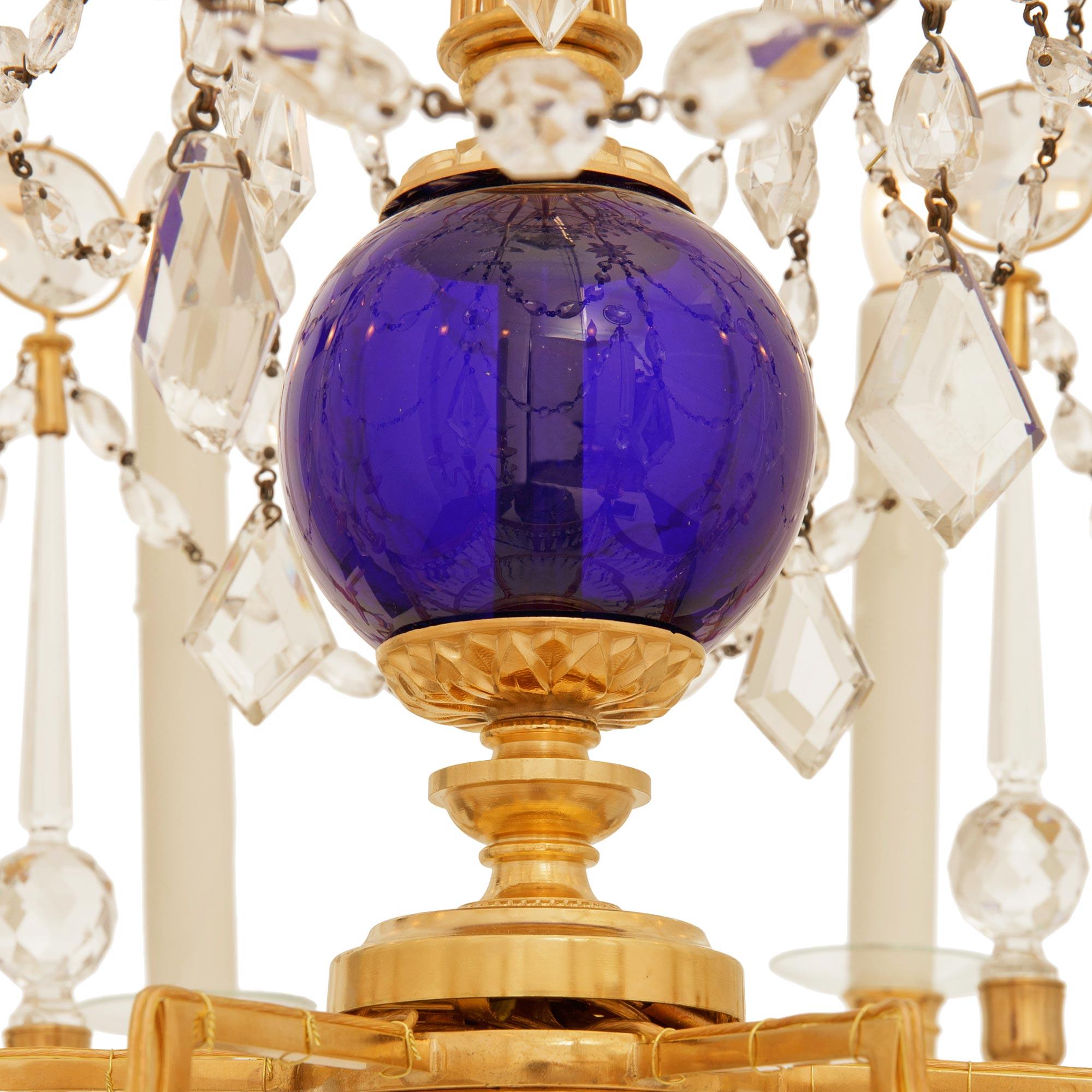 19th Century Russian 19th century Neo-Classical st. Ormolu, Glass and Crystal chandelier For Sale