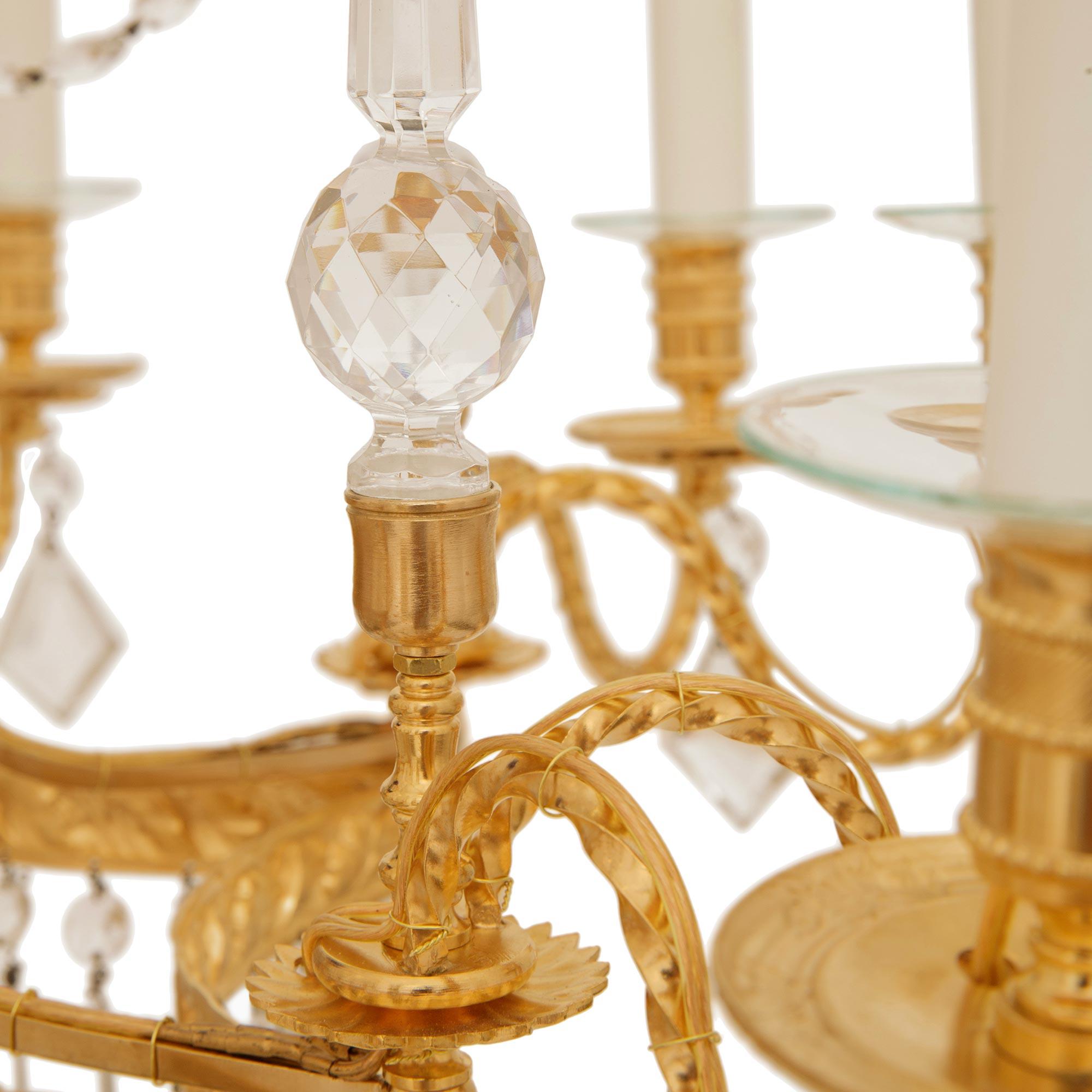 Russian 19th century Neo-Classical st. Ormolu, Glass and Crystal chandelier For Sale 1