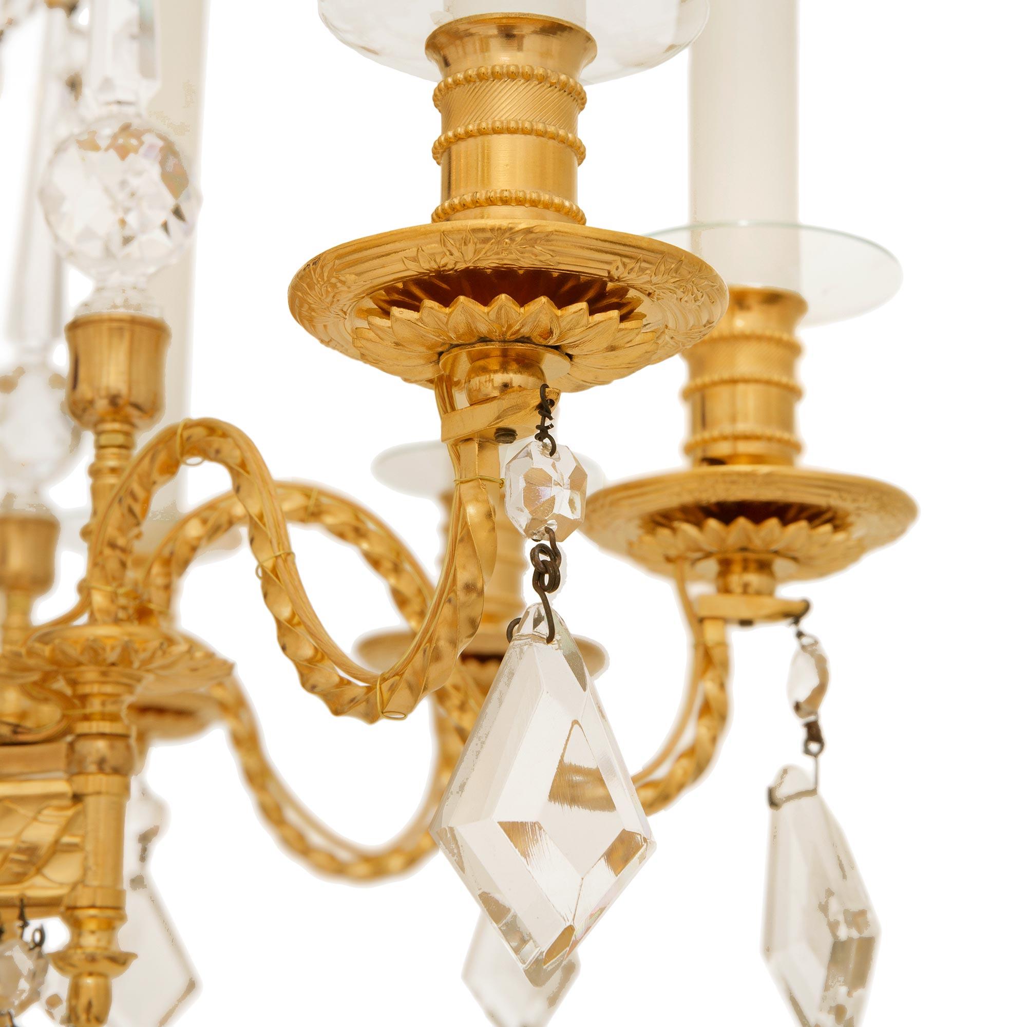 Russian 19th century Neo-Classical st. Ormolu, Glass and Crystal chandelier For Sale 2