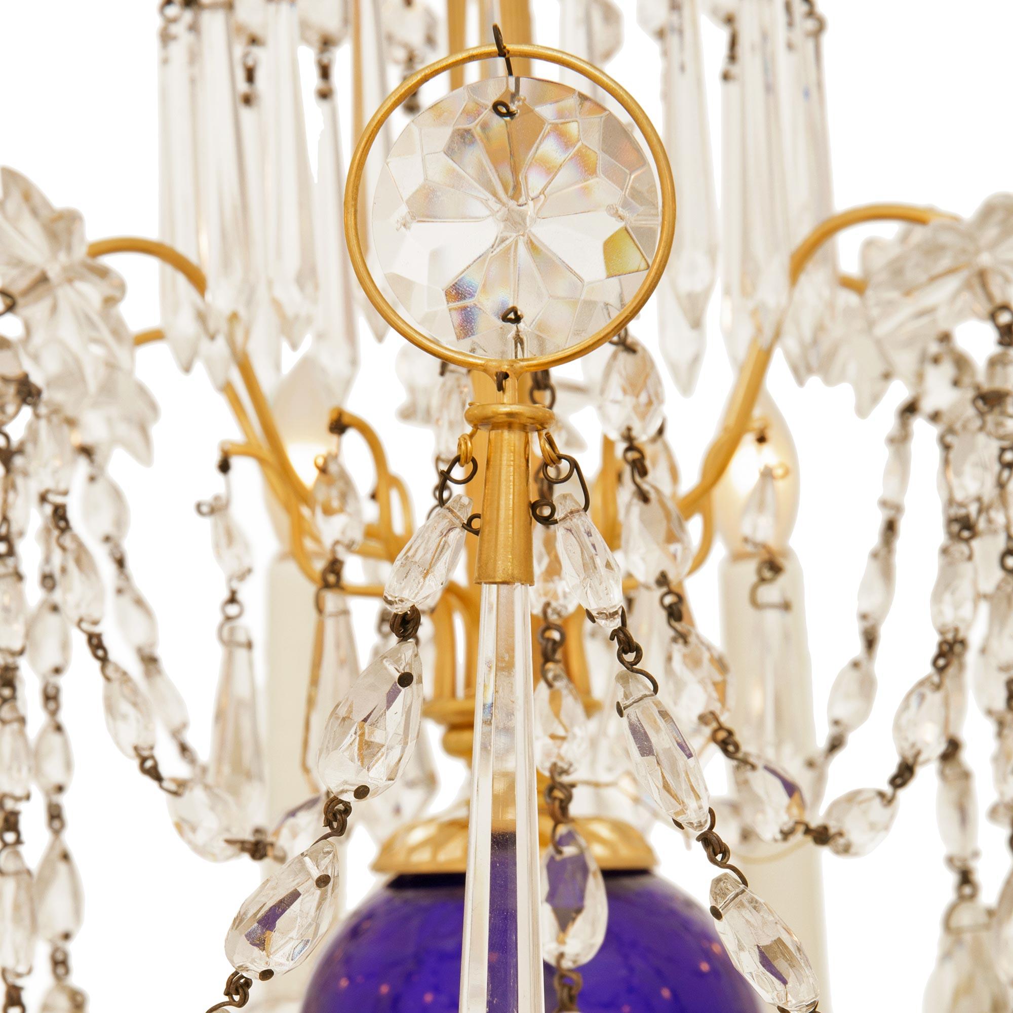Russian 19th century Neo-Classical st. Ormolu, Glass and Crystal chandelier For Sale 3