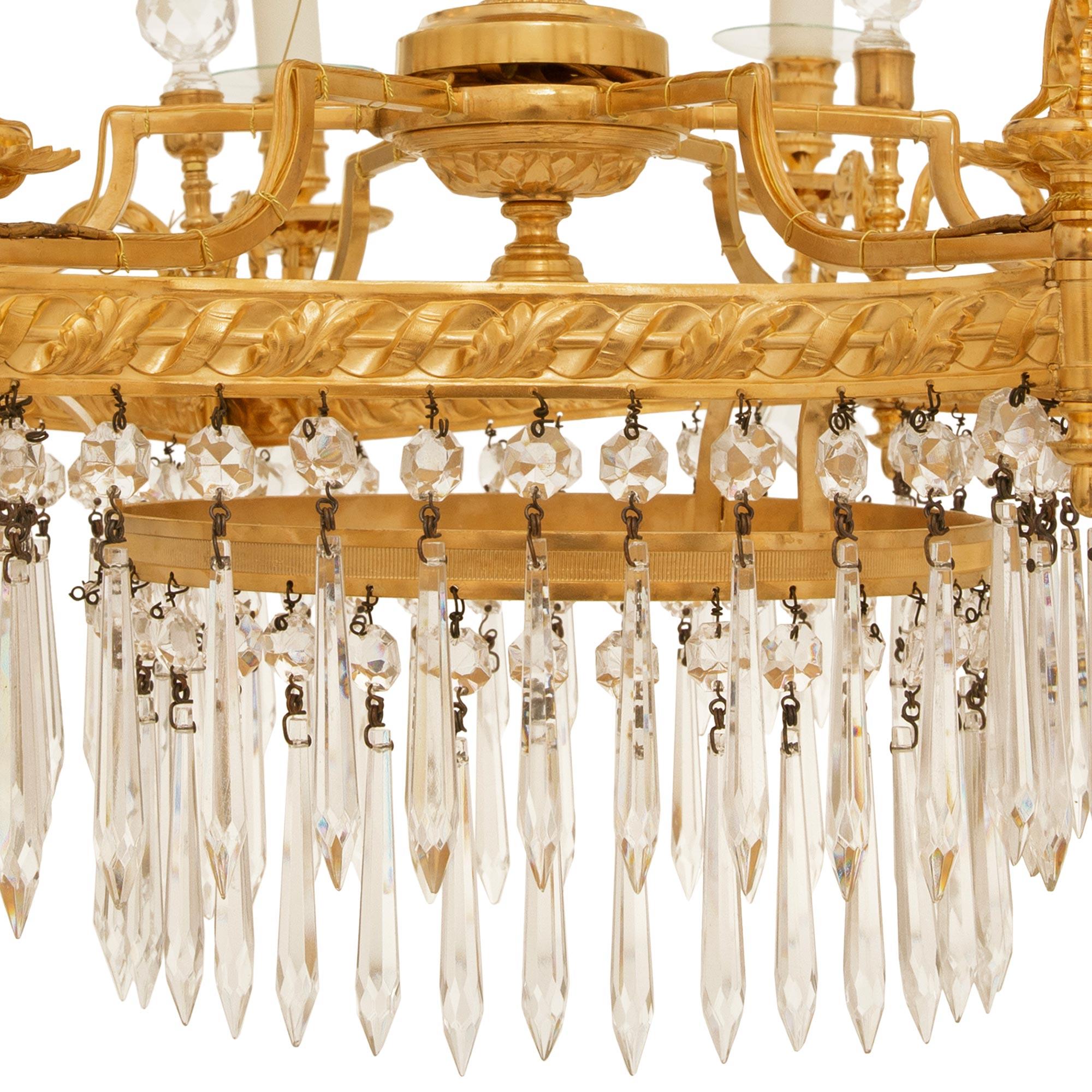 Russian 19th century Neo-Classical st. Ormolu, Glass and Crystal chandelier For Sale 4