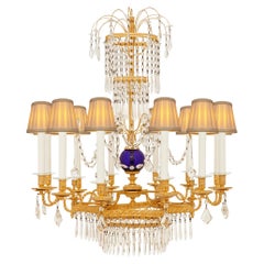 Antique Russian 19th century Neo-Classical st. Ormolu, Glass and Crystal chandelier