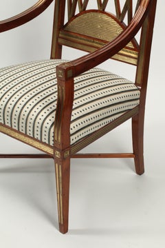 Chaises néoclassiques russes du 19e siècle montées sur laiton