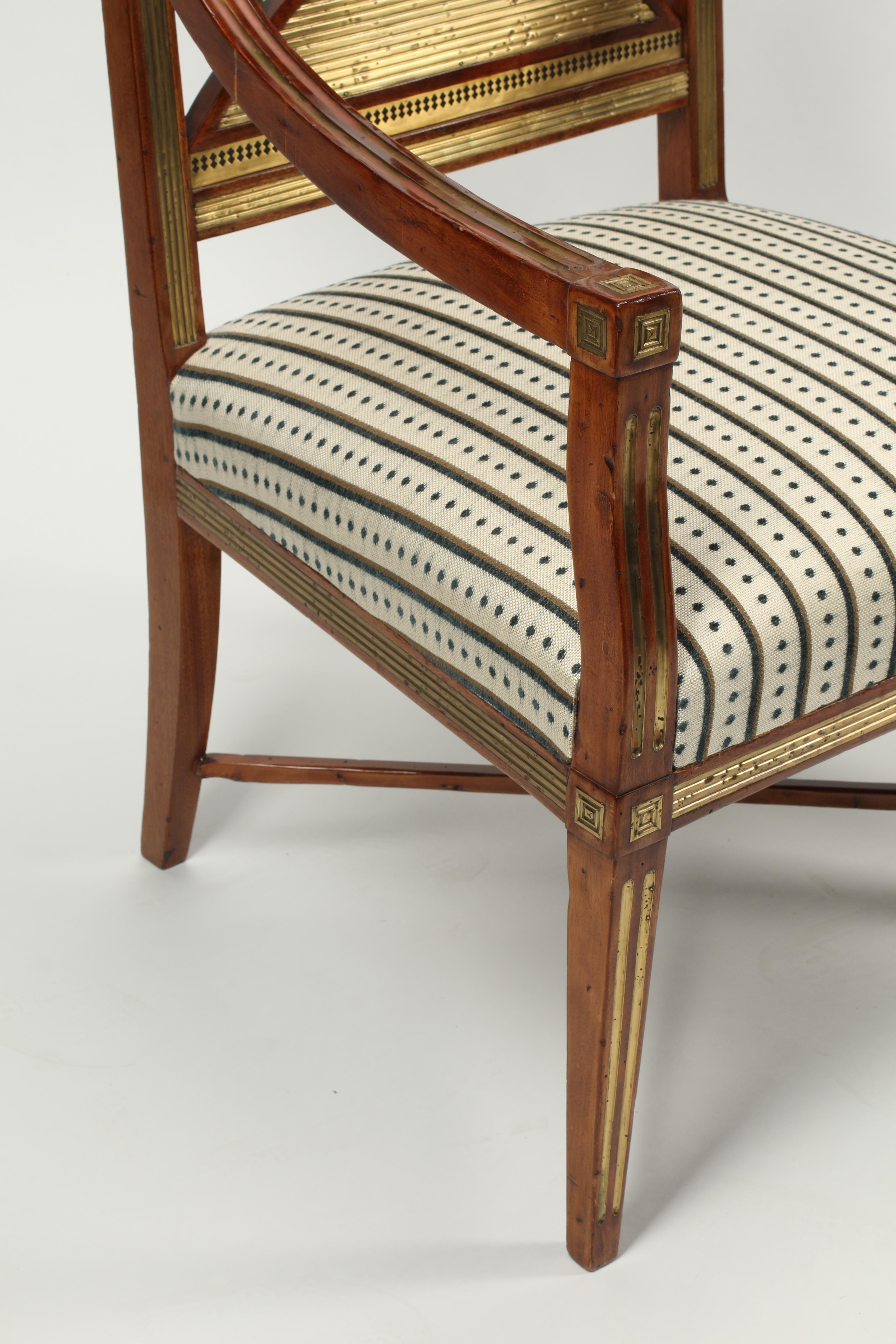 Russian 19th Century Neoclassical Brass Mounted Chairs In Good Condition For Sale In El Monte, CA