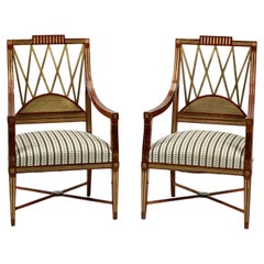 Chaises néoclassiques russes du 19e siècle montées sur laiton