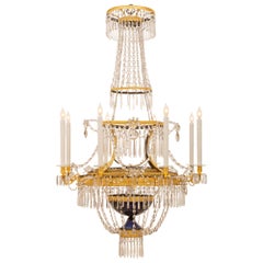 Russian 19th Century Neoclassical St. Crystal and Gilt Nine-Light Chandelier