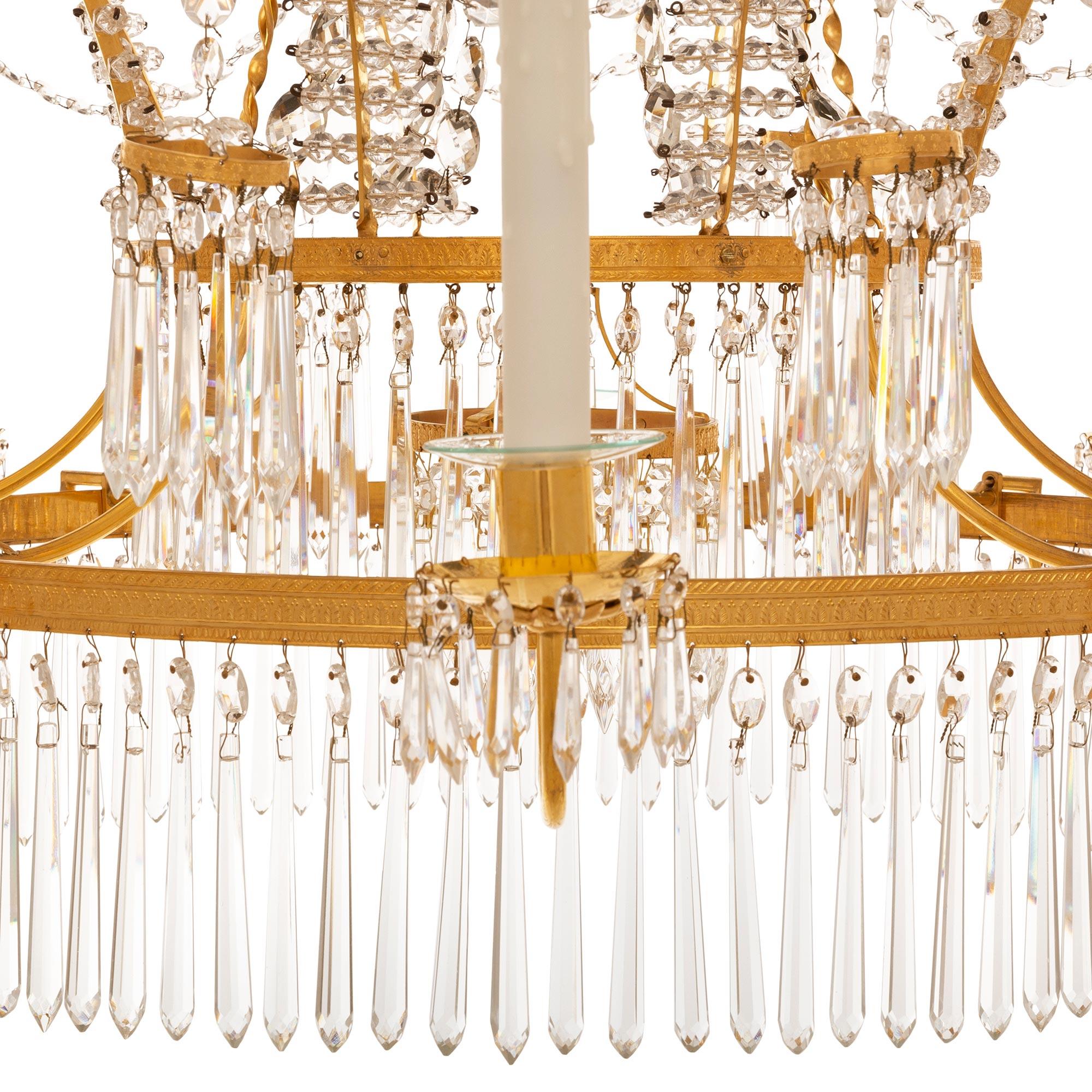 Russian 19th Century Neoclassical St. Ormolu, Crystal, Glass & Mirror Chandelier For Sale 4