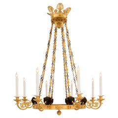 Russian 19th Century Neoclassical Style Bronze, Ormolu and Glass Chandelier