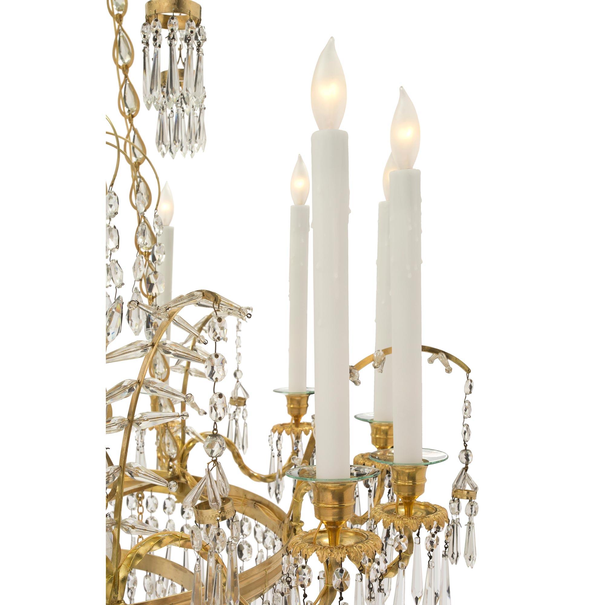 Russian 19th Century Neoclassical Style Glass, Crystal and Ormolu Chandelier For Sale 2