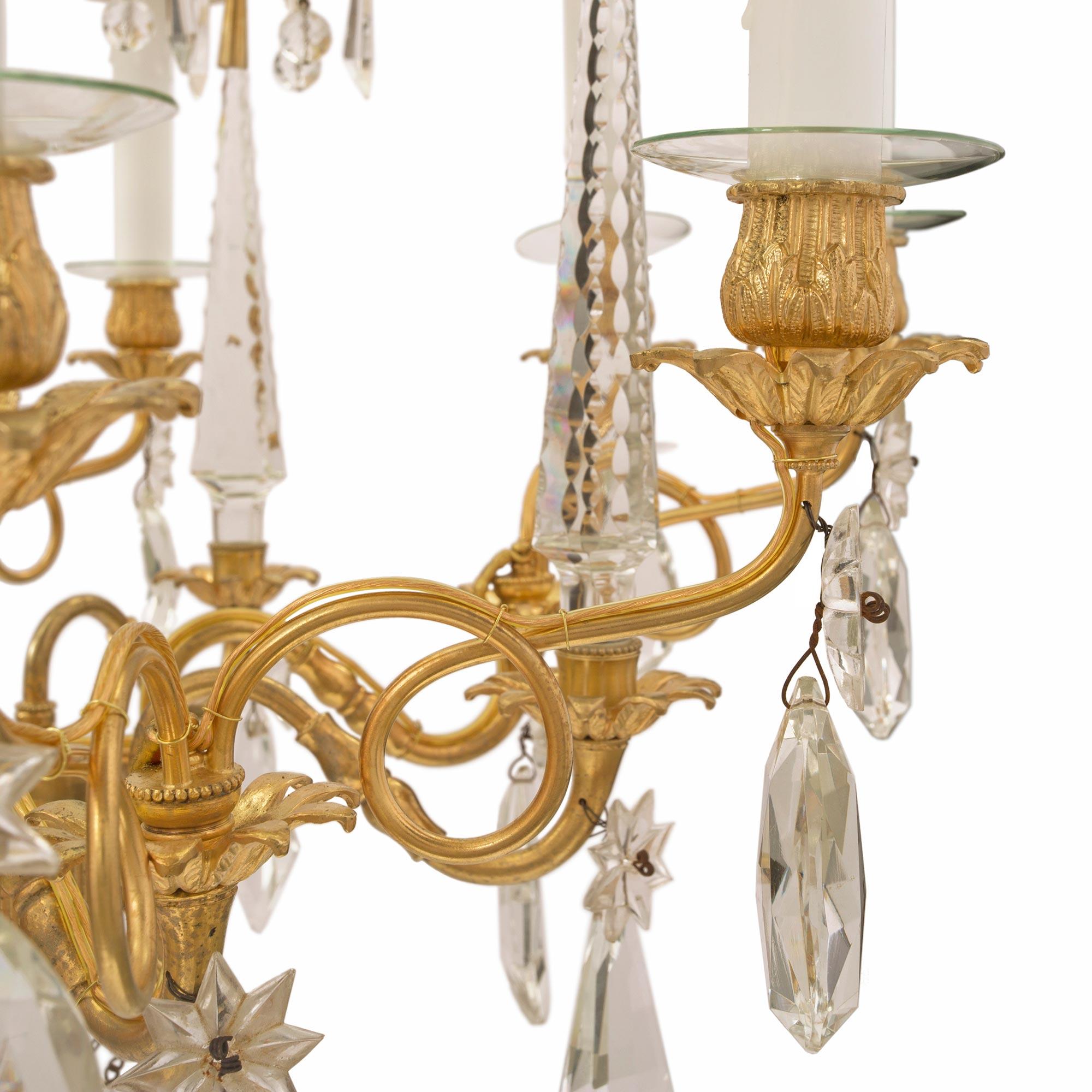 Russian 19th Century Neoclassical Style Ormolu and Crystal Chandelier For Sale 2