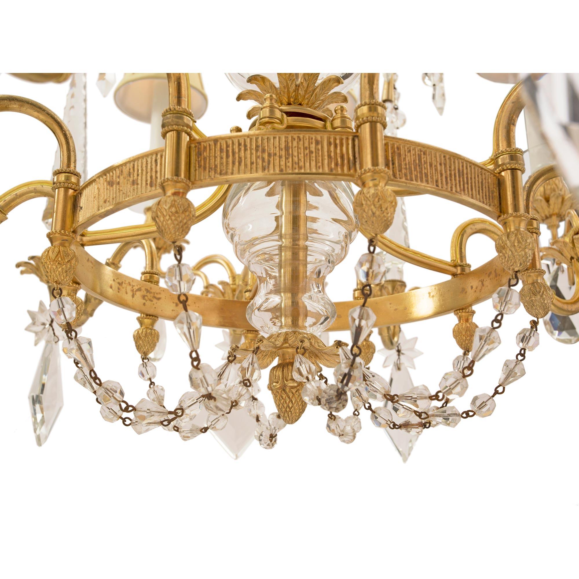 Russian 19th Century Neoclassical Style Ormolu and Crystal Chandelier For Sale 3