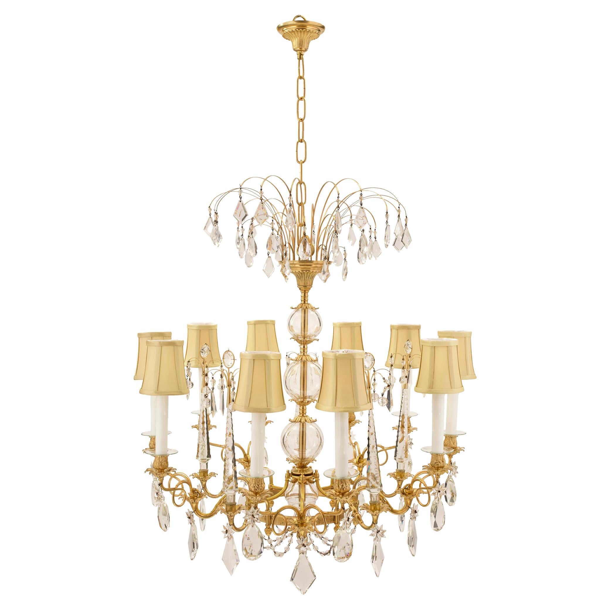 Russian 19th Century Neoclassical Style Ormolu and Crystal Chandelier For Sale